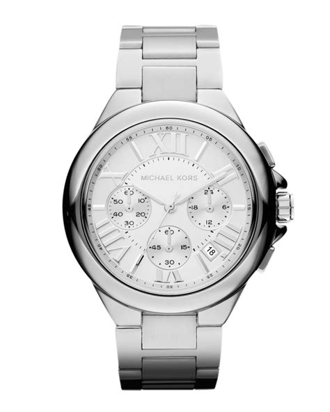 michael kors camille silver stainless steel chronograph watch|Michael Kors camille pave watch.